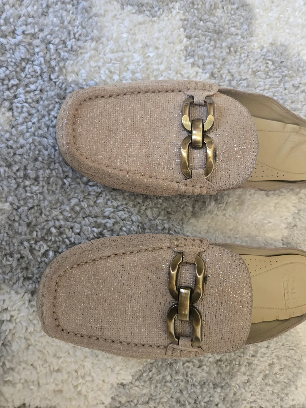 Donald J. Pliner Women's Tan Metallic Loafer Mules with Gold Bit